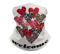 Red Polka Dots And Pink Hearts Ghetta da Collo Protezione UV Headwrap Elastico Sciarpa A Mezza Faccia per Ciclismo Donna Elegante Bandana