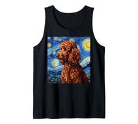 Red Poodle Dog Van Gogh Style Starry Night Canotta