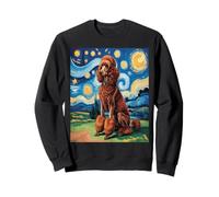 Red Poodle Dog Van Gogh Style Starry Night Felpa