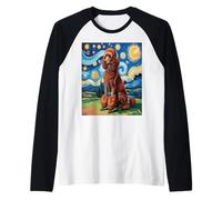 Red Poodle Dog Van Gogh Style Starry Night Maglia con Maniche Raglan