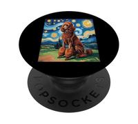 Red Poodle Dog Van Gogh Style Starry Night PopSockets PopGrip Adesivo