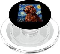 Red Poodle Dog Van Gogh Style Starry Night PopSockets PopGrip per MagSafe