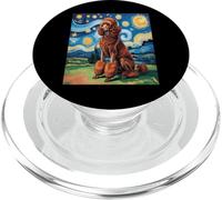 Red Poodle Dog Van Gogh Style Starry Night PopSockets PopGrip per MagSafe