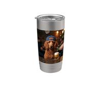 Red Poodle Drinking Beer Funny Dog Meme Bicchiere termico in acciaio inox doppia parete