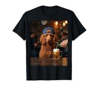 Red Poodle Drinking Beer Funny Dog Meme Maglietta