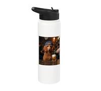 Red Poodle Drinking Beer Funny Dog Meme Stainless Steel Insulated Water Bottle