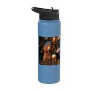 Red Poodle Drinking Beer Funny Dog Meme Stainless Steel Insulated Water Bottle