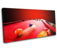 Red Pool Table Games Room Man Cave Sports SINGLE TELA parete arte foto stampa