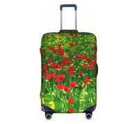 Red Poppy Field Farm Prato Paesaggio Bagagli Valigia Trolley Protettore Elastico Lavabile Anti Graffio Fit 45-81 cm, bianco, L