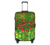 Red Poppy Field Farm Prato Paesaggio Bagagli Valigia Trolley Protettore Elastico Lavabile Anti Graffio Fit 45-81 cm, bianco, L