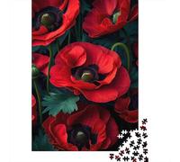 Red Poppy Flowers 1000 Pezzi Cartolina Premium Pacchetto Puzzle Senior Jigsaw Entusiasti Difficile Sfidante Decorazione Murale Pacchetto Valore 52x38cm/1000pcs