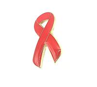Red Ribbon HIV AIDS Remembrance Understanding Support LGBT Metal Enamel Pin Badge, Metallo