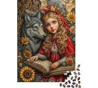 Red Riding Hood with Wolf Puzzle 1000 Pezzi| Classici Jigsaw Adulti Arte Ragazzi Giochi Impegnativi Regalo Uomo Donna Famiglie Premium 52x38cm/1000pcs