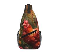 Red Rose And Wine Romantic Lovers_1 Borsa a tracolla casual da uomo, zaino a tracolla con tasche multiple per viaggi e uso quotidiano, Pollo rosso_1, Taglia unica