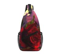 Red Rose And Wine Romantic Lovers_1 Borsa a tracolla casual da uomo, zaino a tracolla con tasche multiple per viaggi e uso quotidiano, Rosa rossa e vino romantici Lovers_1, Taglia unica