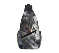 Red Rose And Wine Romantic Lovers_1 Borsa a tracolla casual da uomo, zaino a tracolla con tasche multiple per viaggi e uso quotidiano, Gattino soriano realistico_1, Taglia unica