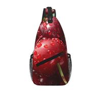 Red Rose And Wine Romantic Lovers_1 Borsa a tracolla casual da uomo, zaino a tracolla con tasche multiple per viaggi e uso quotidiano, Ciliegie rosse_1, Taglia unica