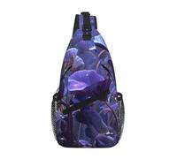 Red Rose And Wine Romantic Lovers_1 Borsa a tracolla casual da uomo, zaino a tracolla con tasche multiple per viaggi e uso quotidiano, Piante viola 1_1, Taglia unica