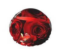 Red Rose And Wine Romantic Lovers Decor Cuffia da Cuffia da per donna Cuffia da impermeabile a doppio strato, riutilizzabile.