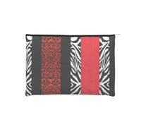 Red Rose Bicchiere da vino e candela Piccola borsa cosmetica riutilizzabile di carta trucco borsa portatile da viaggio borsa impermeabile, Leopardo rosso e zebrato animale, Taglia unica