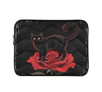 Red Rose Black Cat 15 - 16 pollici trapuntato Laptop Sleeve Case Soft Notebook Protector Bag Computer Carry Case