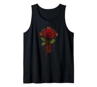 Red Rose Cross Magical Dripping Faith Believe God Bella Rosa Canotta