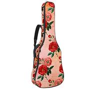 Red Rose Floral Love Romantic Custodia morbida per basso con gancio posteriore per chitarra Electirc zaino per chitarra lascia ananas Coralcm spessa imbottitura di sicurezza