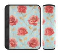 Red Rose Flowers 2 Pack seggiolino auto cintura Pads Più Comfort Guida per la maggior parte delle auto funda para cinturón de carro