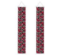 Red Rose Garden Print Decor Banner Sfondo Congratulazioni Porta Adatto Uso Interno Esterno Facile Installazione