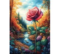 Red Rose in A Magical Forest Puzzle 300 Pezzi Per Adulti Science Fiction Magical Dream in Cartone Lucido Finitura Anti Riflesso Per Serate A Tema Con Poster Incluso Qualità Premium Spedizione Gratuit