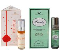 Red Rose & Lovely, olio profumato concentrato, confezione da 2, lunga durata, senza alcol, per uomini e donne, 6 ml per roll-on