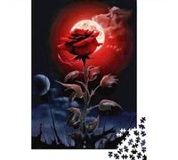 Red Rose Moonlight 1000 Pezzi Cartone Extra Spesso Pacchetto Puzzle Per Adulti Bambini Gioco Impegnativo Decorazione Murale 70x50cm/1000pcs