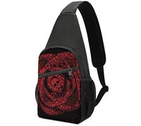 Red Rose of Skulls and Bones Borsa a tracolla zaino a tracolla Borsa a tracolla leggera da viaggio Zaino da escursionismo