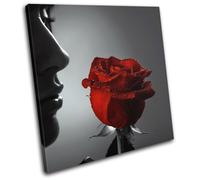 Red Rose Portrait Flower Lady Girl Floral SINGLE TELA parete arte foto stampa