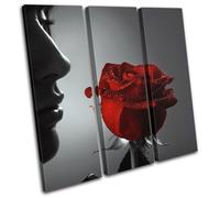 Red Rose Portrait Flower Lady Girl Floral TREBLE TELA parete arte foto stampa
