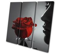 Red Rose Portrait Flower Lady Girl Floral TREBLE TELA parete arte foto stampa