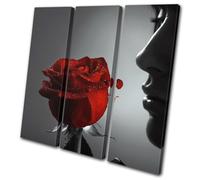 Red Rose Portrait Flower Lady Girl Floral TREBLE TELA parete arte foto stampa