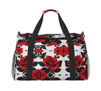 Red Rose Print Travel Pieghevole Impermeabile Leggero Carry On Bagagli Borsa con Tracolla