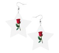 Red Rose psd Party orecchini per le donne, scintillante stella ciondola orecchini, gioielli di goccia di moda per la notte fuori, One Size, Pelle