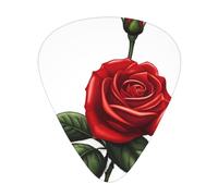 Red Rose - Set di 12 plettri per chitarra, sottili, medi e spessi, adatti per chitarra, basso, chitarra elettrica e ukulele
