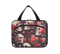 Red Rose Skull Hanging Item Borsa da viaggio con gancio, accessori di design Borsa per la cura della pelle per accessori da viaggio Camping Bolsa para guardar maquillaje, Teschio rosa rossa, M, casual