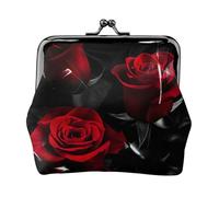 Red Rose1 - Portamonete leggero con stampa di rose rosse, portafoglio minimalista per corse di caffè e uscite locali, Nero , Taglia unica, Portamonete