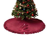 Red Ruffled Christmas Tree Skirt | Large Ruffled Christmas Tree Mat,Scalloped Edge Base Cover For Holiday Decoration, Modern Style Soft Skirt For Home Decor Gift