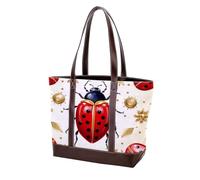 Red Seven Star Ladybug-12 borse a tracolla da donna grandi in morbida pelle lavata e borse resistenti, Multicolore 01, 33.8x12x31cm/13.3x4.7x12.2 in