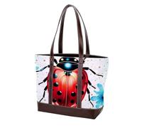 Red Seven Star Ladybug-144 - Borsa a tracolla da donna, in morbida pelle lavata e borse resistenti, Multicolore 09, 33.8x12x31cm/13.3x4.7x12.2 in