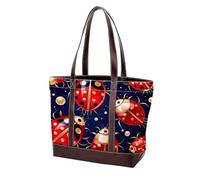 Red Seven Star Ladybug-177 - Borsa a tracolla da donna, in morbida pelle lavata e borse resistenti, Multicolore 09, 33.8x12x31cm/13.3x4.7x12.2 in