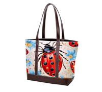 Red Seven Star Ladybug-177 - Borsa a tracolla da donna, in morbida pelle lavata e borse resistenti, Multicolore 01, 33.8x12x31cm/13.3x4.7x12.2 in
