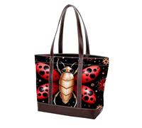 Red Seven Star Ladybug-177 - Borsa a tracolla da donna, in morbida pelle lavata e borse resistenti, Multicolore 03, 33.8x12x31cm/13.3x4.7x12.2 in