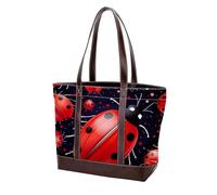Red Seven Star Ladybug-177 - Borsa a tracolla da donna, in morbida pelle lavata e borse resistenti, Multicolore 10., 33.8x12x31cm/13.3x4.7x12.2 in