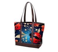 Red Seven Star Ladybug-210 - Borsa a tracolla da donna, in morbida pelle lavata e borse resistenti, Multicolore 06, 33.8x12x31cm/13.3x4.7x12.2 in